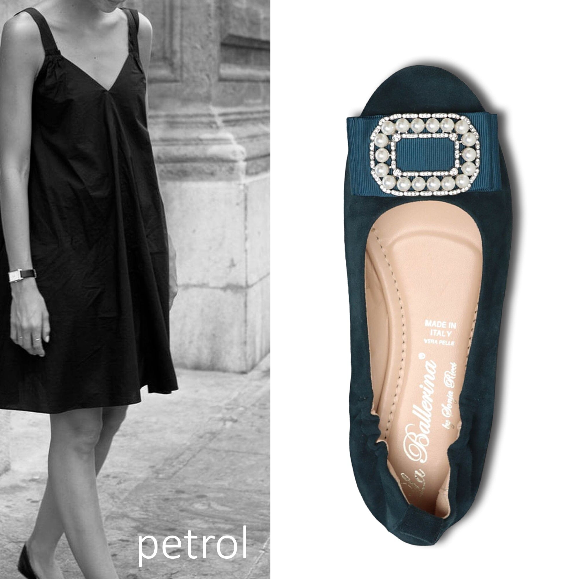 010-1 LA BALLERINA CAMBIO SOFT VELOURSLEDER PETROL - La Ballerina