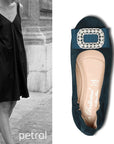 010-1 LA BALLERINA CAMBIO SOFT VELOURSLEDER PETROL - La Ballerina