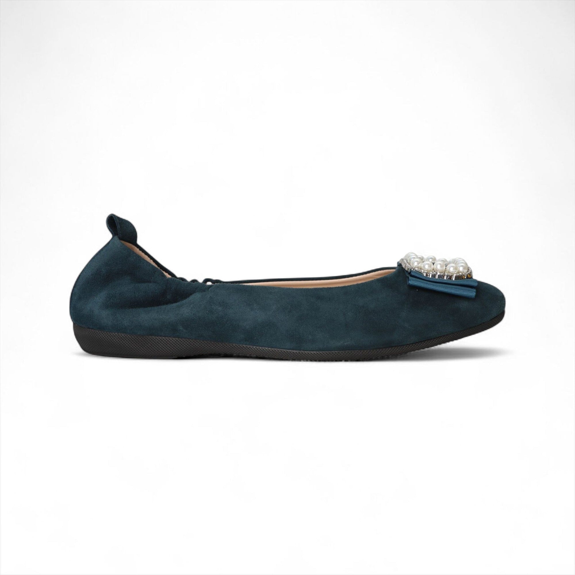 010-1 LA BALLERINA CAMBIO SOFT VELOURSLEDER PETROL - La Ballerina