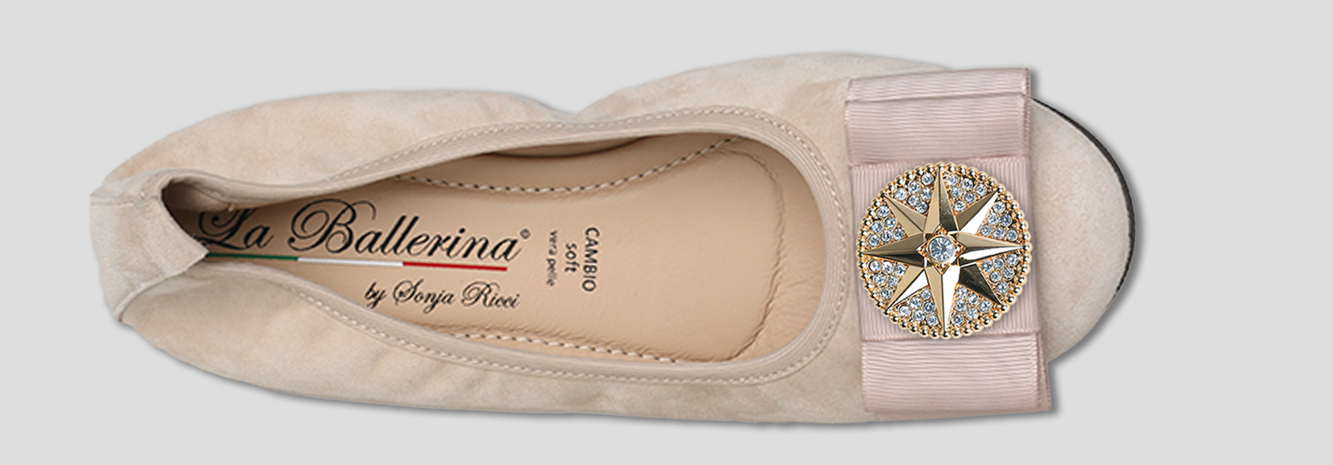 La Ballerina by Sonja Ricci – Beigefarbene Ballerinas mit fester Schnalle (F2)