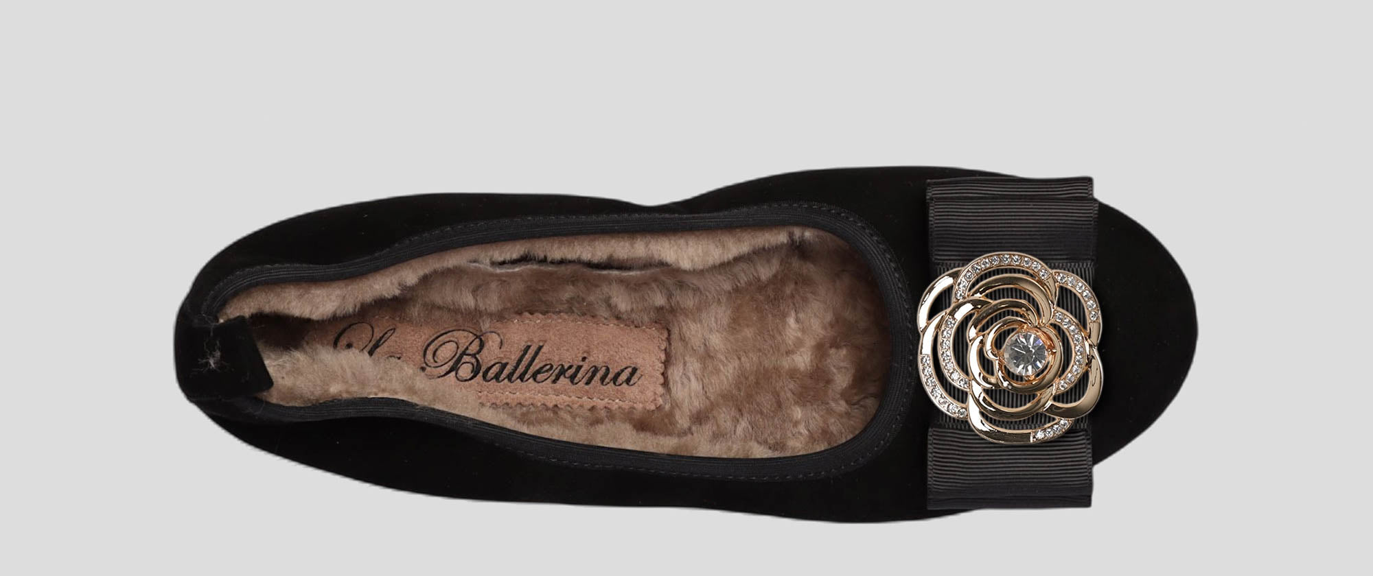 06W💕La Ballerina CAMBIO Warmgefüttert Veloursleder Schwarz - La Ballerina