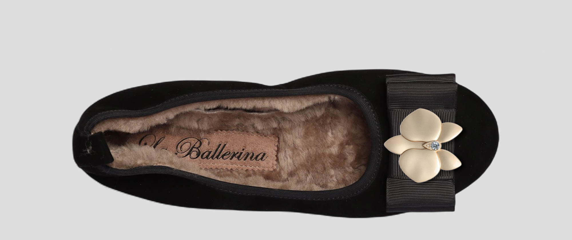 06W💕La Ballerina CAMBIO Warmgefüttert Veloursleder Schwarz - La Ballerina