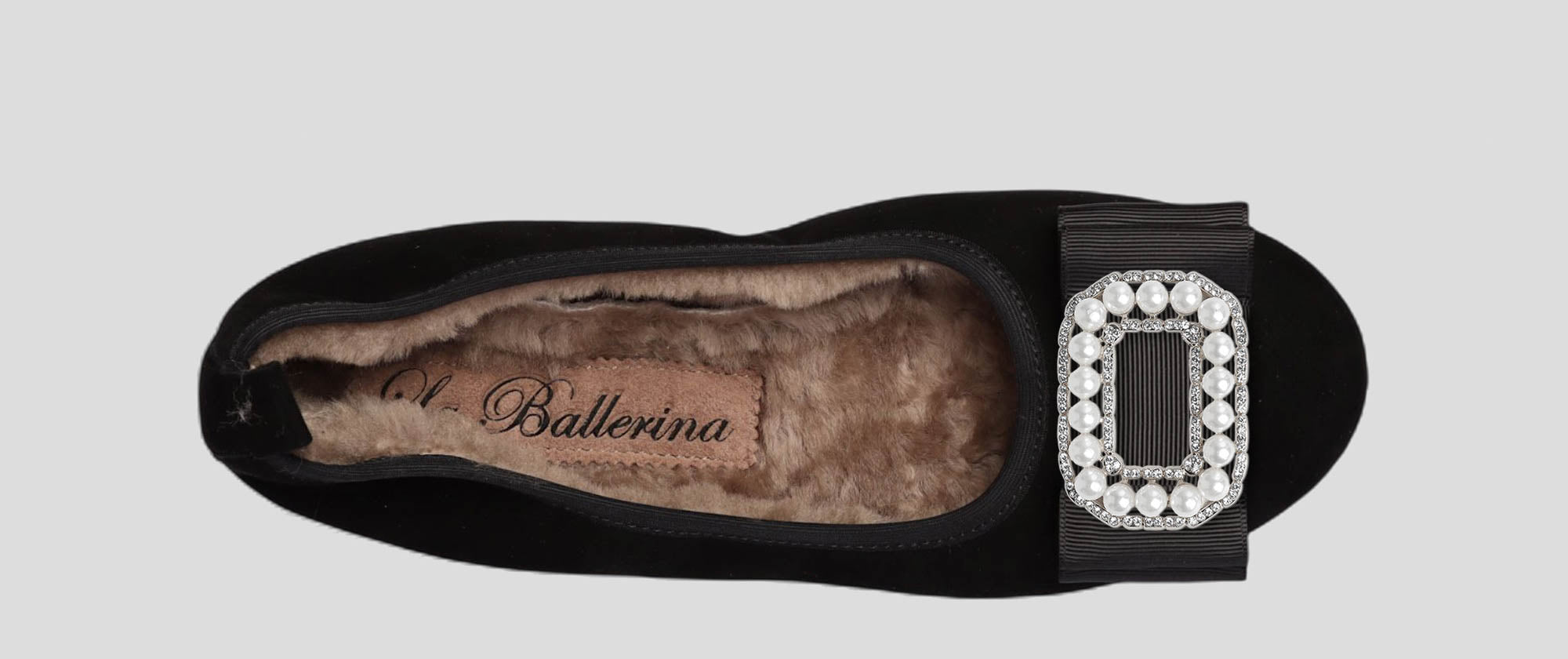06W💕La Ballerina CAMBIO Warmgefüttert Veloursleder Schwarz - La Ballerina