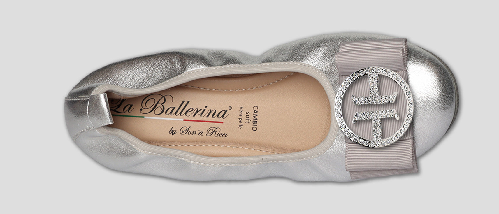 S42 💕LA BALLERINA CAMBIO SILBER – ELEGANTE LEDER-BALLERINAS VON SONJA RICCI - La Ballerina