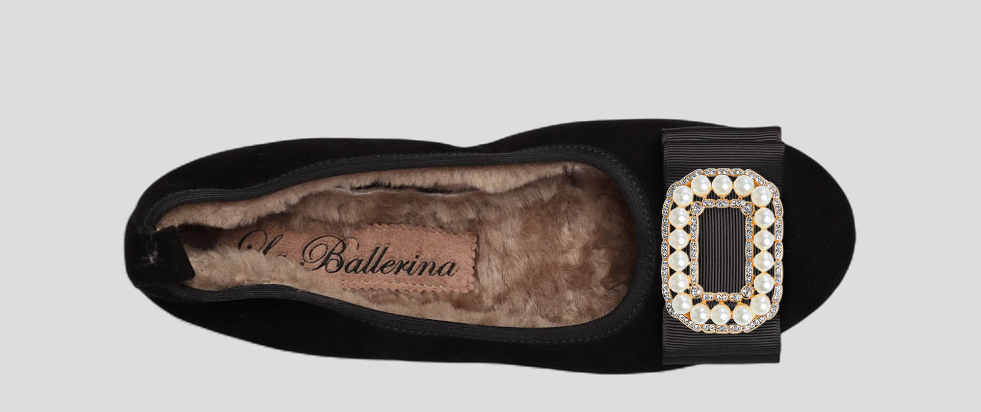 06W💕La Ballerina CAMBIO Warmgefüttert Veloursleder Schwarz - La Ballerina