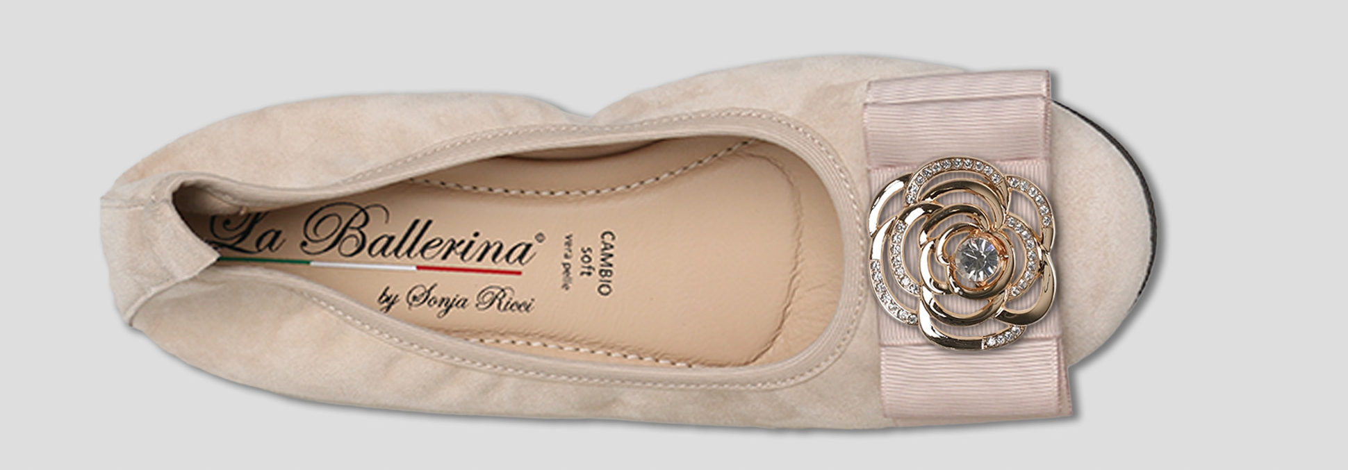 La Ballerina by Sonja Ricci – Beigefarbene Ballerinas mit fester Schnalle (F2)