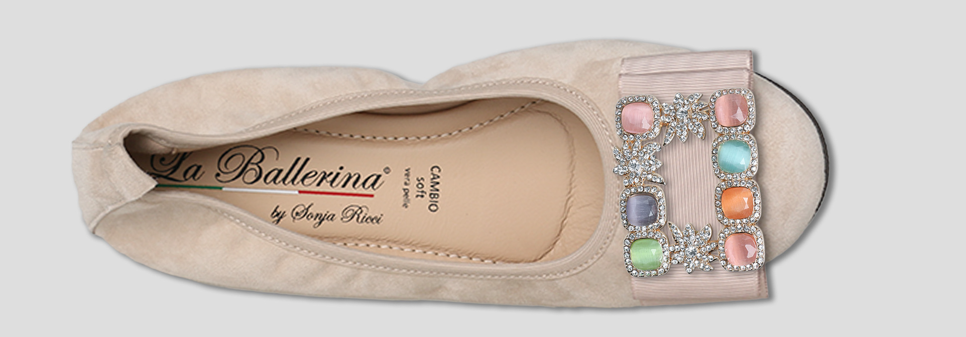 La Ballerina by Sonja Ricci – Beigefarbene Ballerinas mit fester Schnalle (F2)