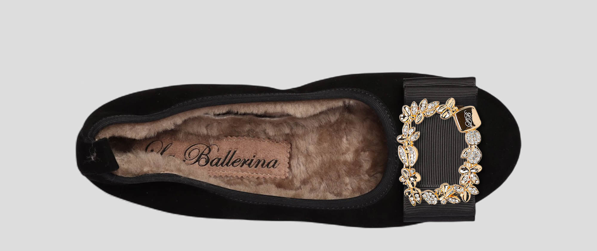 06W💕La Ballerina CAMBIO Warmgefüttert Veloursleder Schwarz - La Ballerina