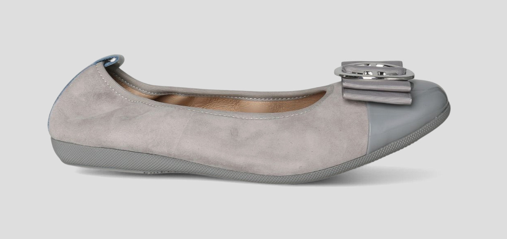 S68 💕La Ballerina Cambio grau – Veloursleder mit Lackleder & Wechselschnalle Sonja Ricci