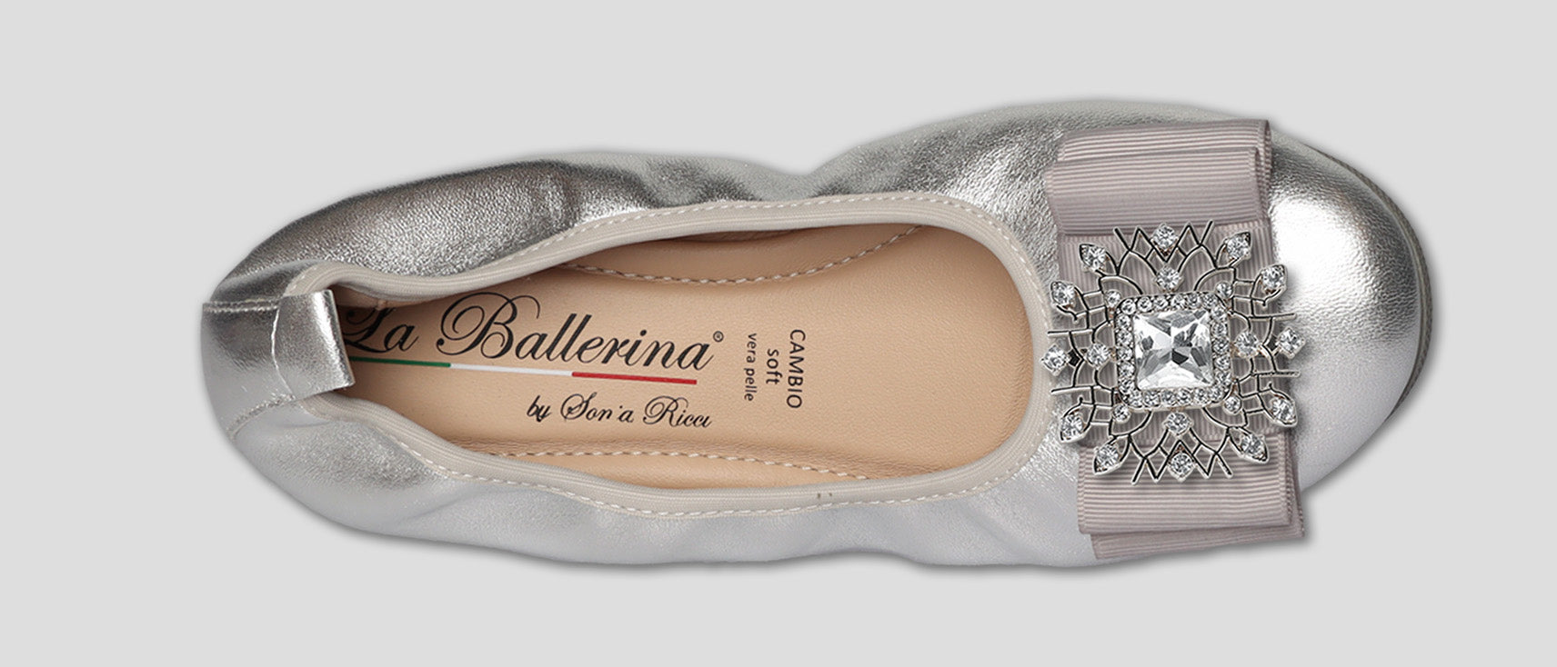 S42 💕LA BALLERINA CAMBIO SILBER – ELEGANTE LEDER-BALLERINAS VON SONJA RICCI - La Ballerina
