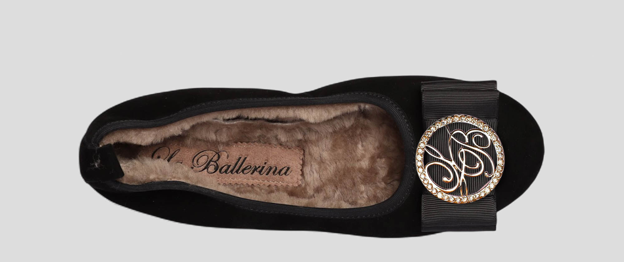 06W💕La Ballerina CAMBIO Warmgefüttert Veloursleder Schwarz - La Ballerina
