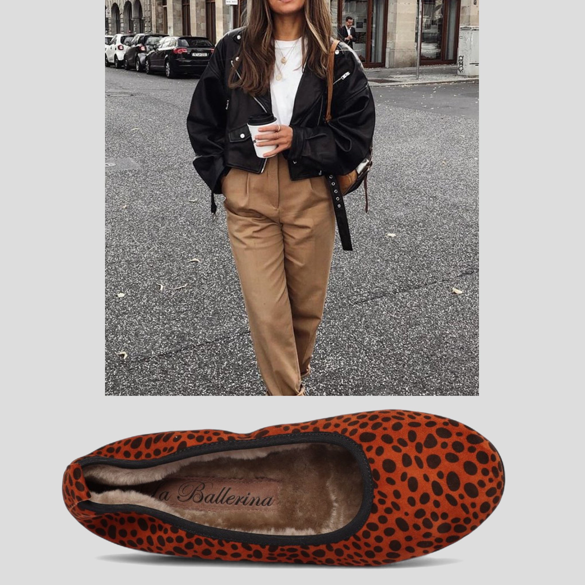 08W💕La Ballerina NO - CAMBIO Warmgefüttert Leopard Print - La Ballerina