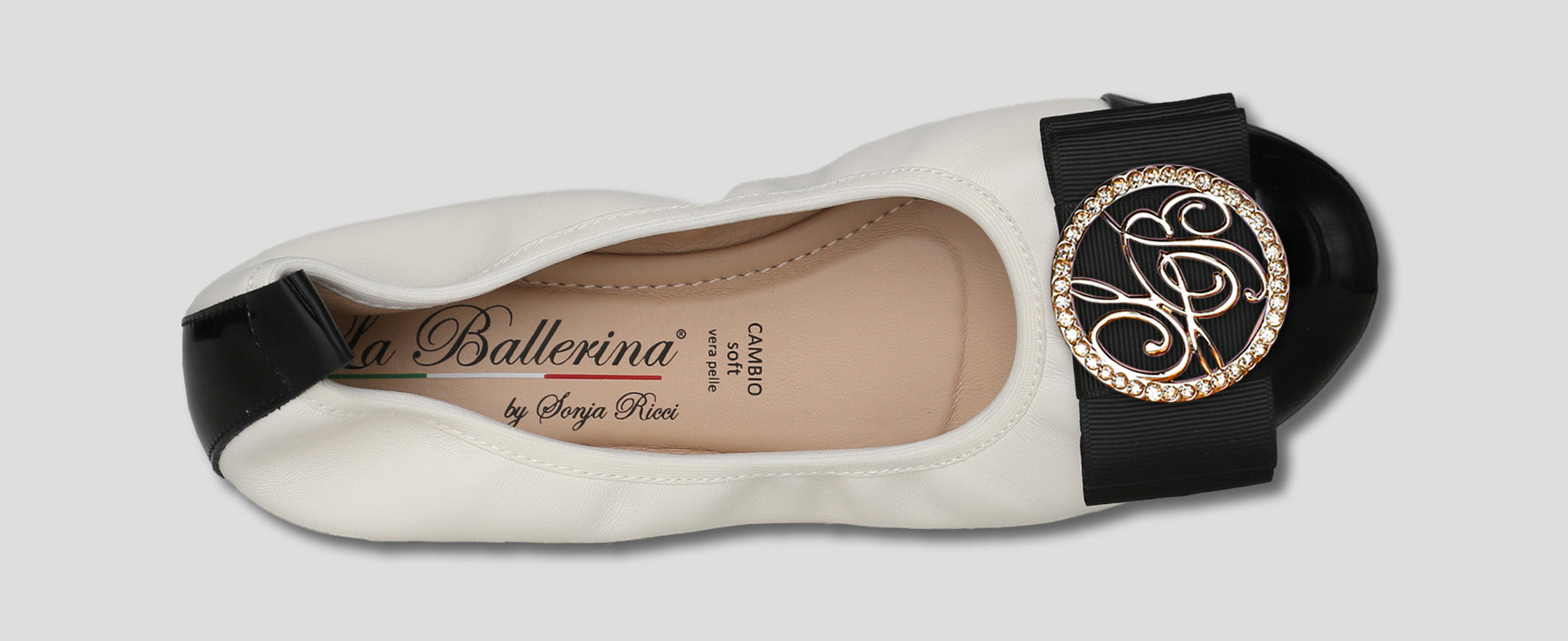 S46 💕LA BALLERINA CAMBIO LEDER BALLERINAS WEIß SCHWARZ - La Ballerina