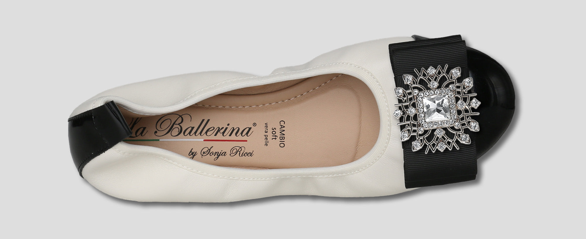 S46 💕LA BALLERINA CAMBIO LEDER BALLERINAS WEIß SCHWARZ - La Ballerina