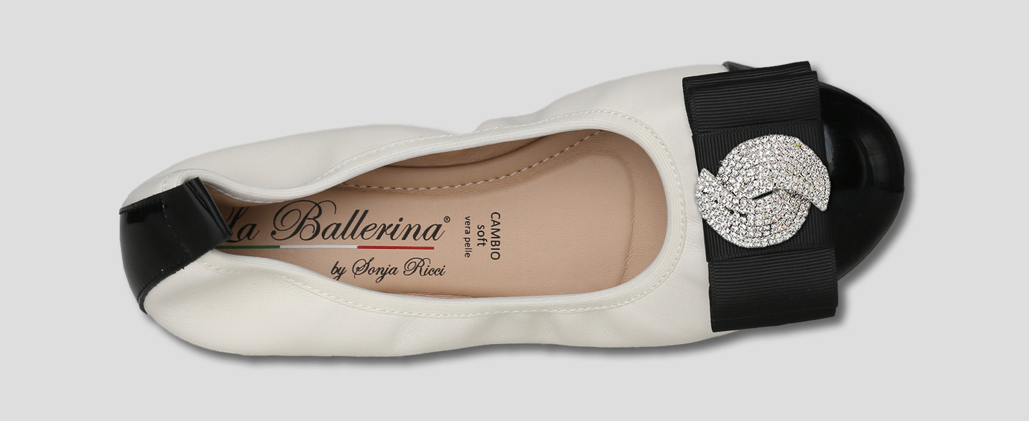 S46 💕LA BALLERINA CAMBIO LEDER BALLERINAS WEIß SCHWARZ - La Ballerina