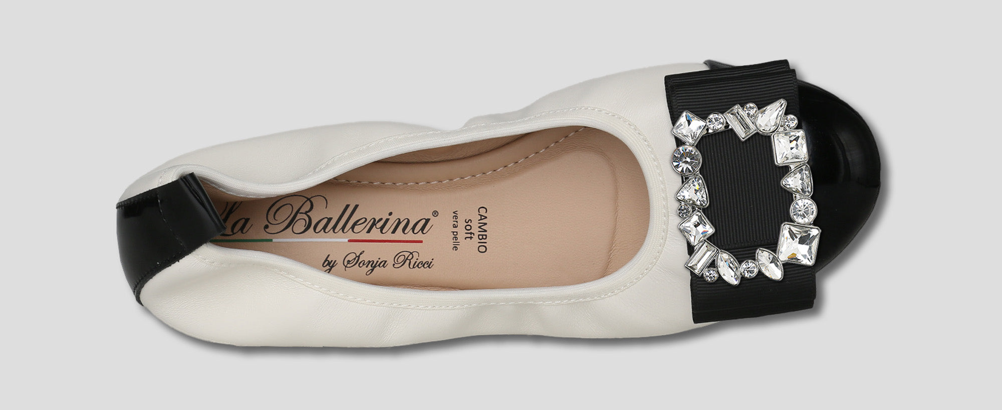S46 💕LA BALLERINA CAMBIO LEDER BALLERINAS WEIß SCHWARZ - La Ballerina