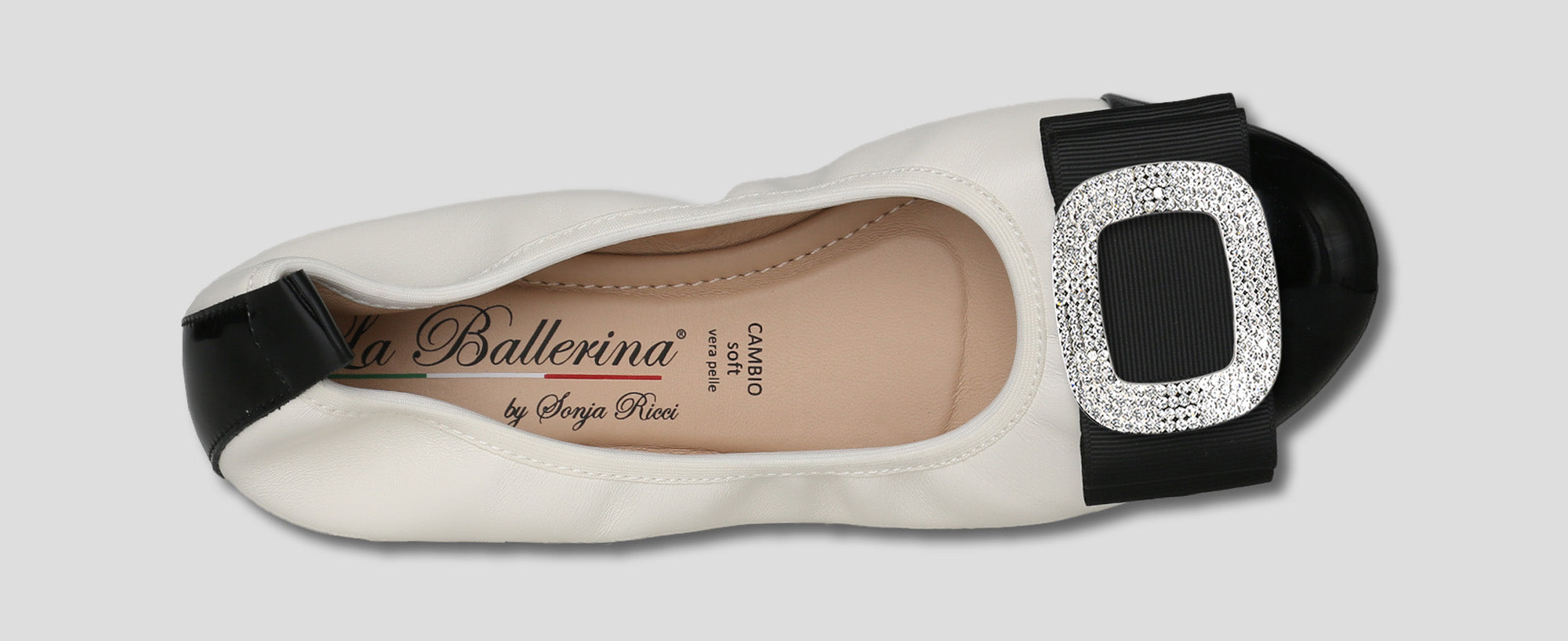 S46 💕LA BALLERINA CAMBIO LEDER BALLERINAS WEIß SCHWARZ - La Ballerina