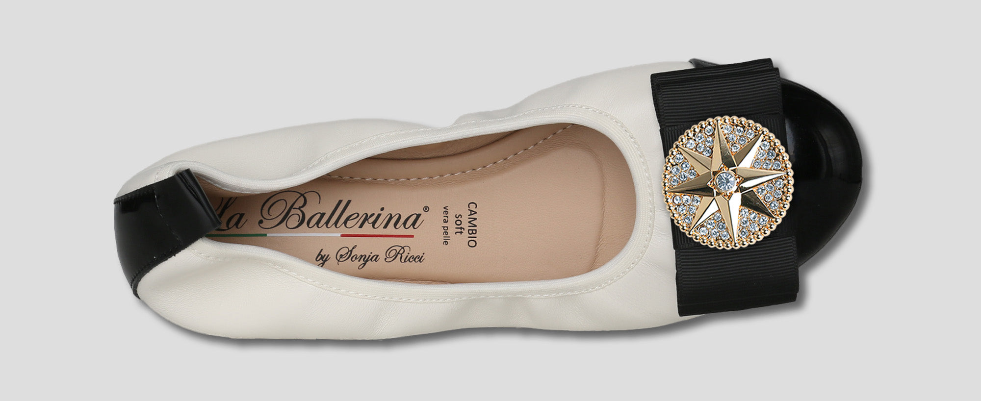 S46 💕LA BALLERINA CAMBIO LEDER BALLERINAS WEIß SCHWARZ - La Ballerina