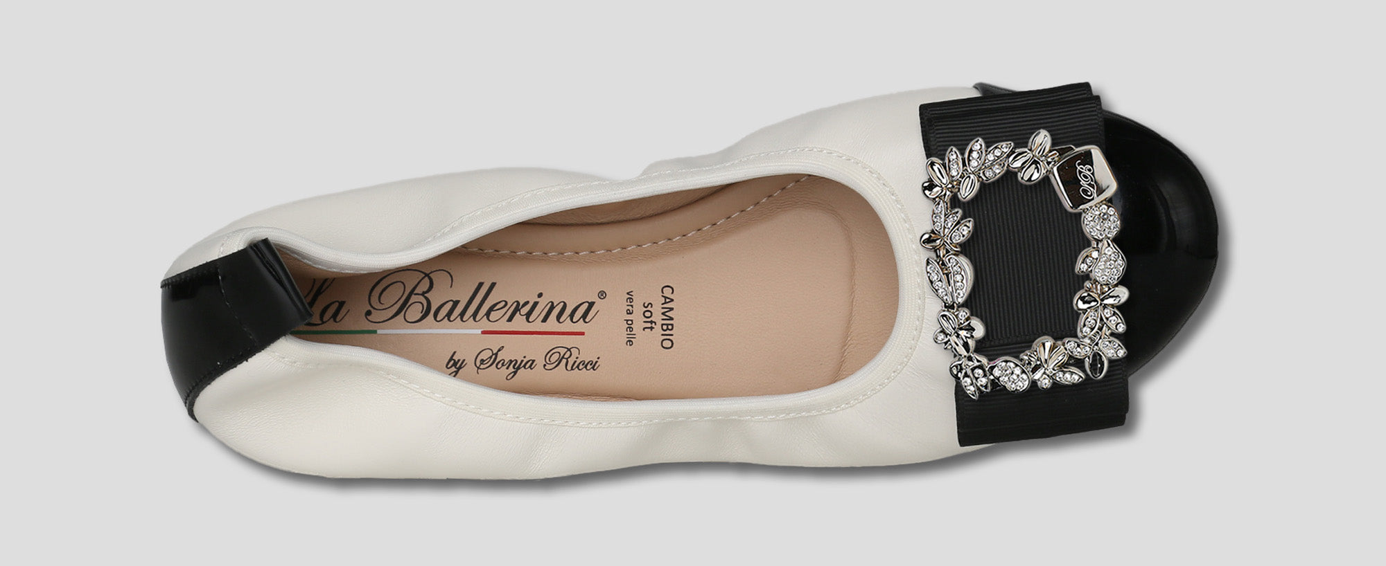 S46 💕LA BALLERINA CAMBIO LEDER BALLERINAS WEIß SCHWARZ - La Ballerina