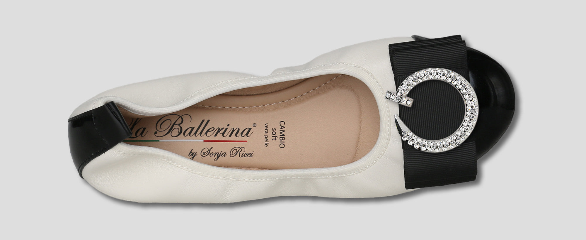 S46 💕LA BALLERINA CAMBIO LEDER BALLERINAS WEIß SCHWARZ - La Ballerina