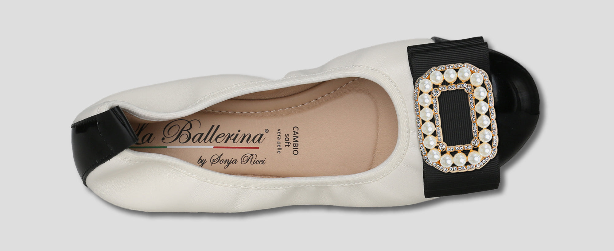 S46 💕LA BALLERINA CAMBIO LEDER BALLERINAS WEIß SCHWARZ - La Ballerina