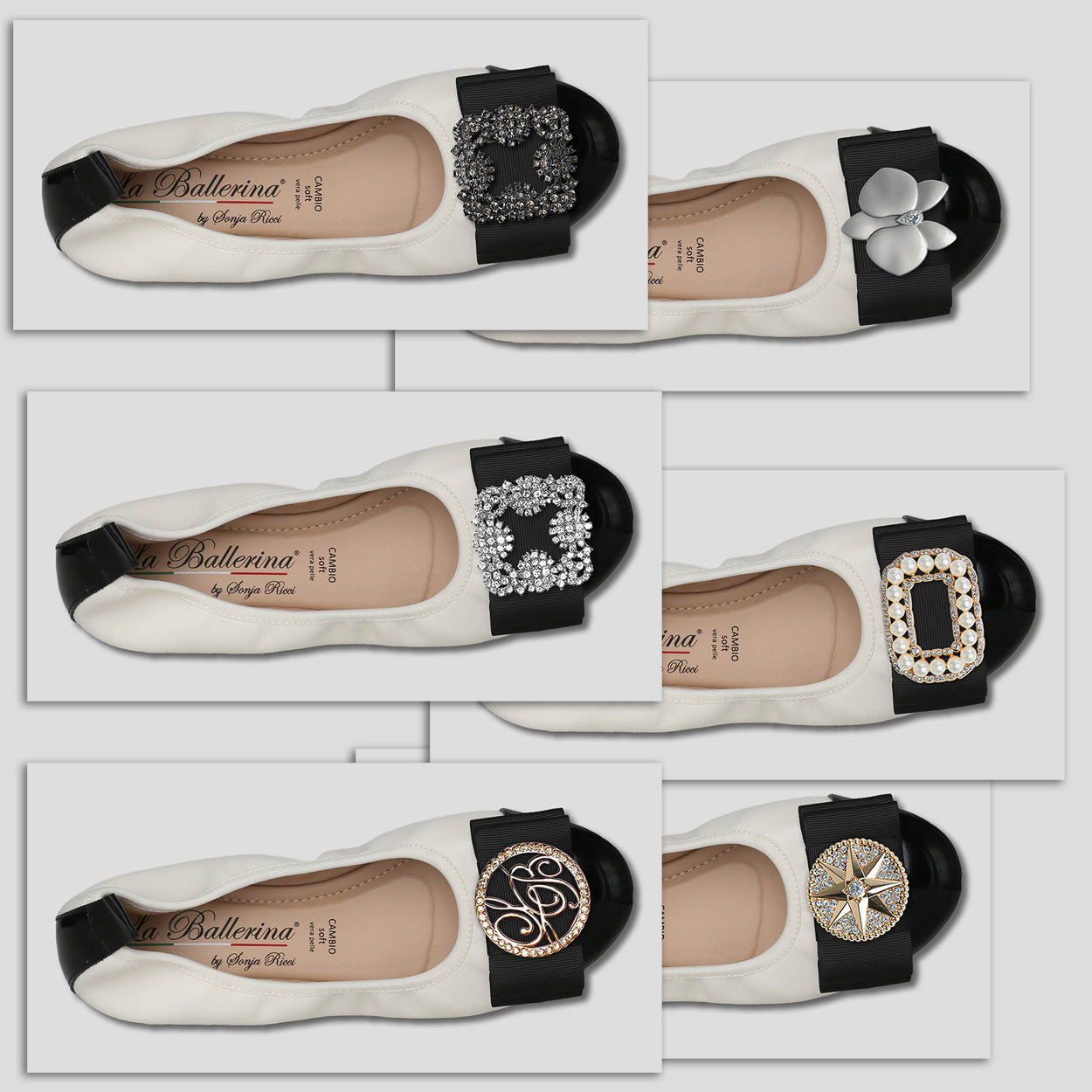 S46 💕LA BALLERINA CAMBIO LEDER BALLERINAS WEIß SCHWARZ - La Ballerina