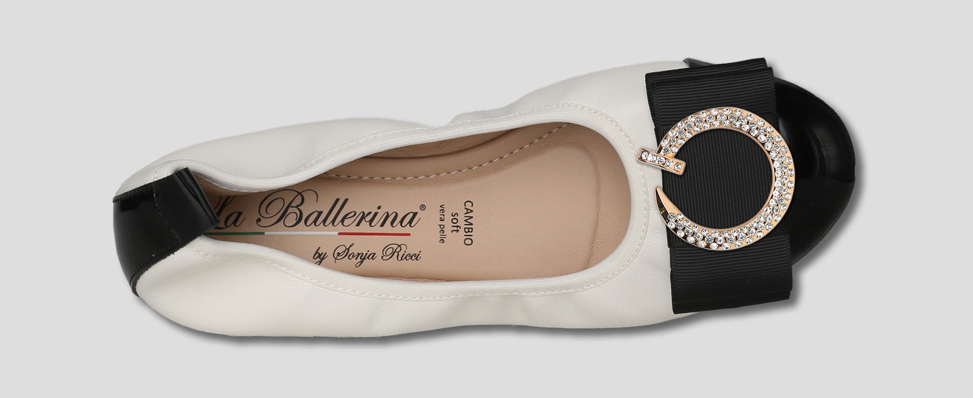 S46 💕LA BALLERINA CAMBIO LEDER BALLERINAS WEIß SCHWARZ - La Ballerina