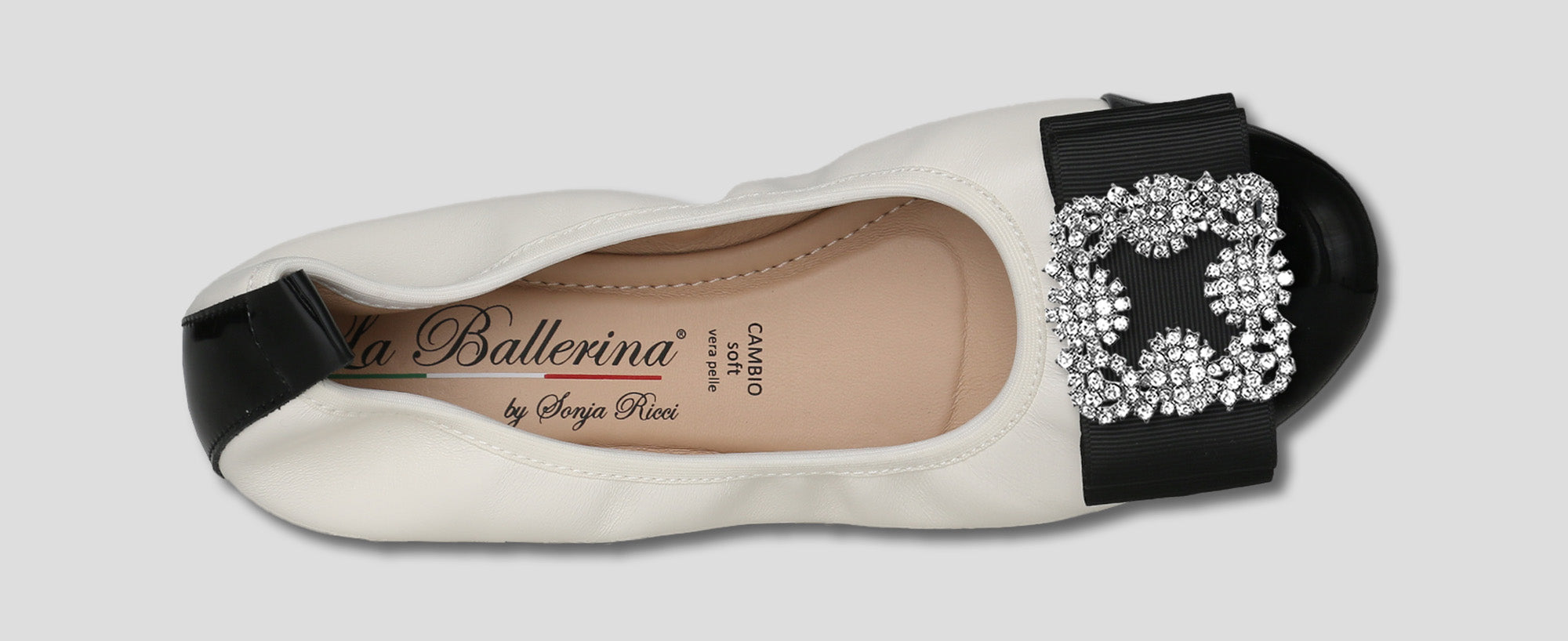 S46 💕LA BALLERINA CAMBIO LEDER BALLERINAS WEIß SCHWARZ - La Ballerina