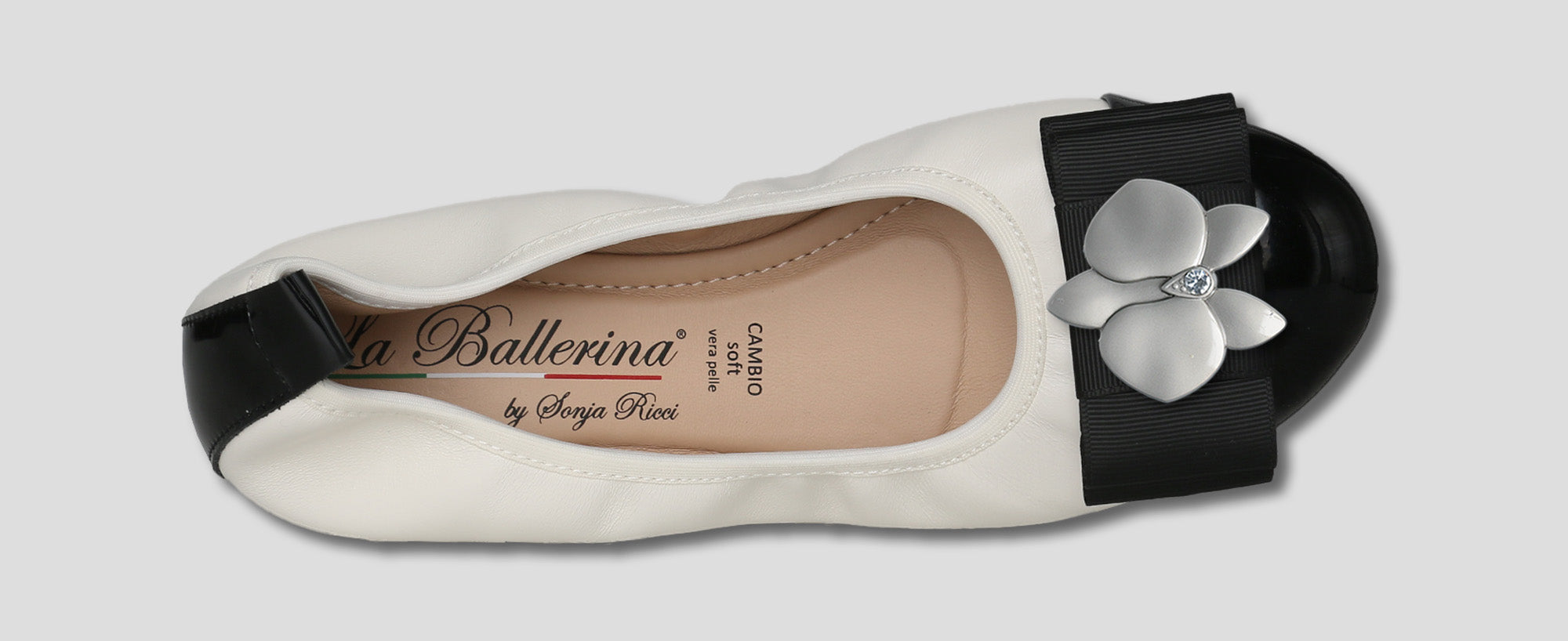 S46 💕LA BALLERINA CAMBIO LEDER BALLERINAS WEIß SCHWARZ - La Ballerina