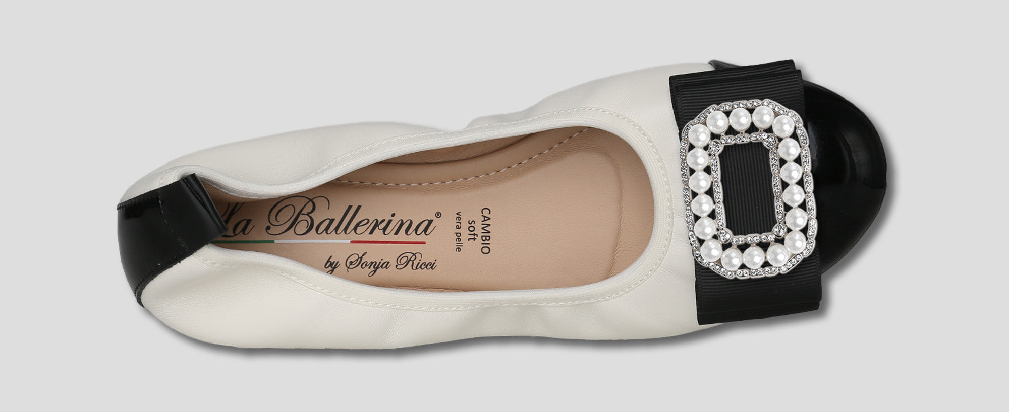 S46 💕LA BALLERINA CAMBIO LEDER BALLERINAS WEIß SCHWARZ - La Ballerina