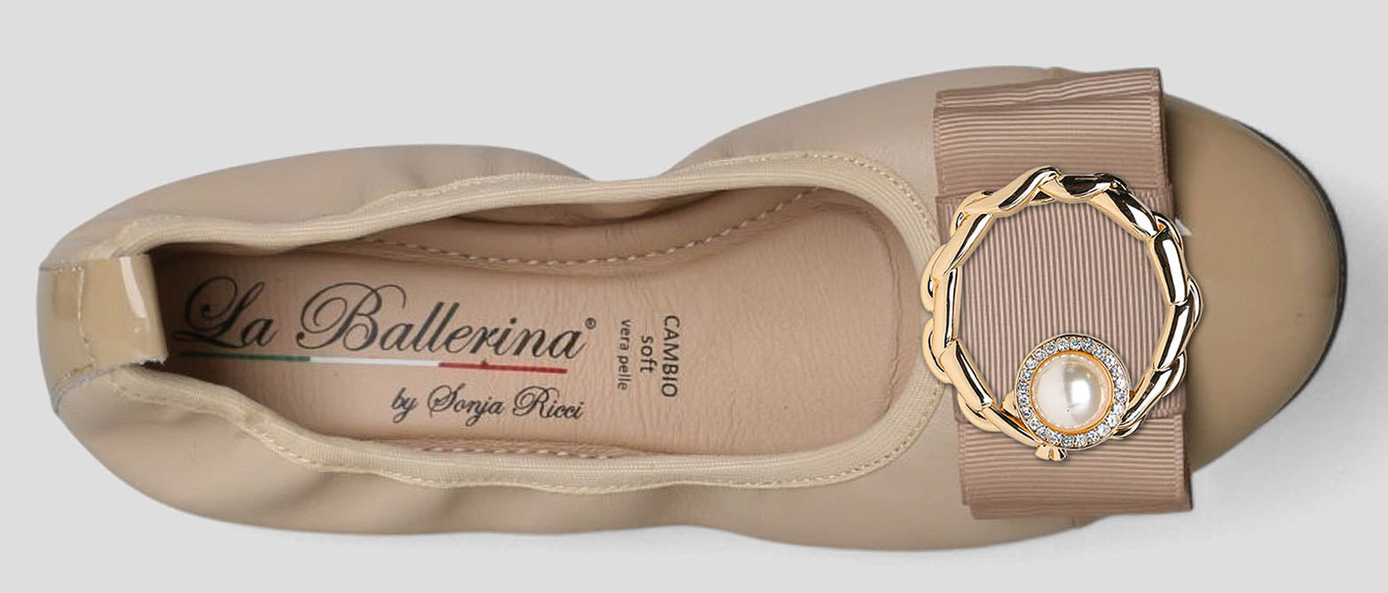S78 💕LA BALLERINA CAMBIO LEDER BALLERINAS BEIGE - La Ballerina