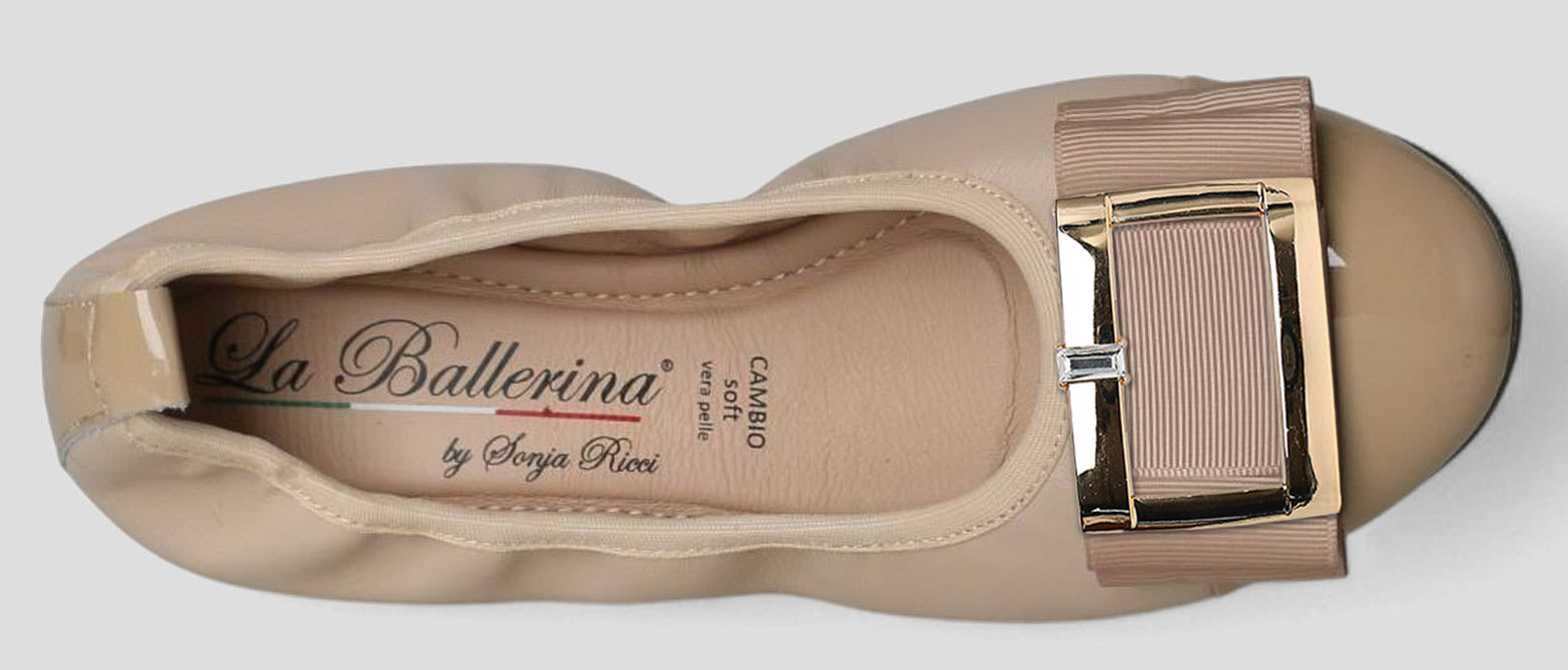 S78 💕LA BALLERINA CAMBIO LEDER BALLERINAS BEIGE - La Ballerina