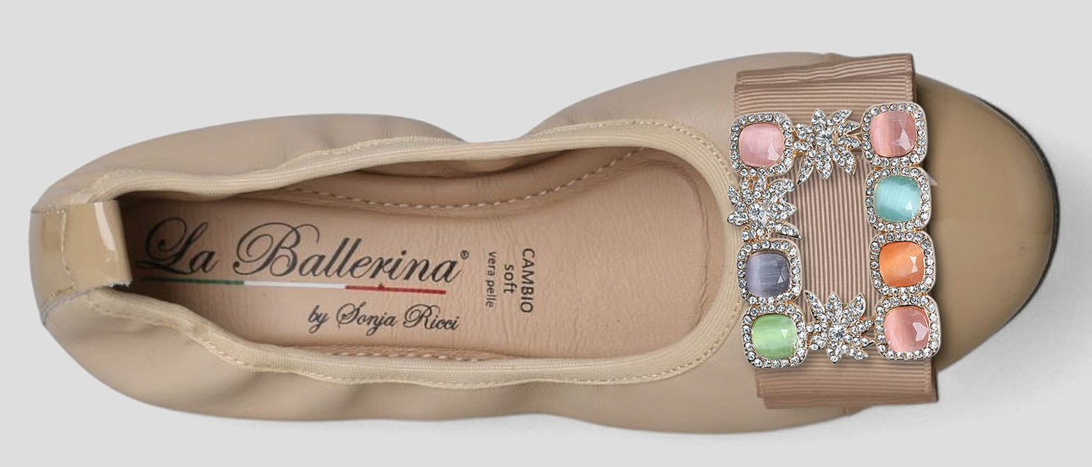 S78 💕LA BALLERINA CAMBIO LEDER BALLERINAS BEIGE - La Ballerina