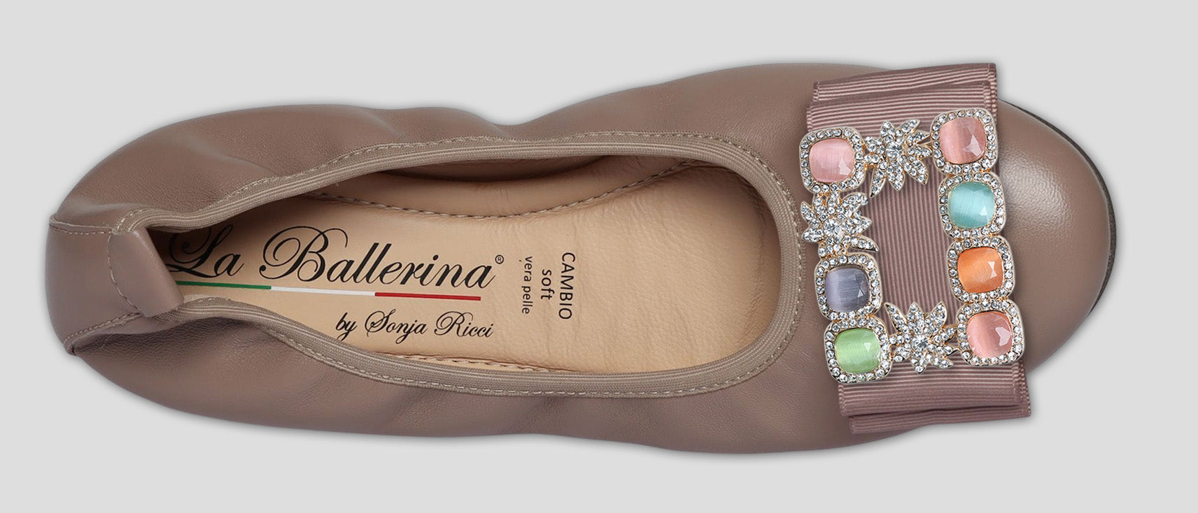 S55 💕 LA BALLERINA TOPFARBE LEDER-BALLERINAS MIT AUSTAUSCHBARER SCHNALLE - La Ballerina