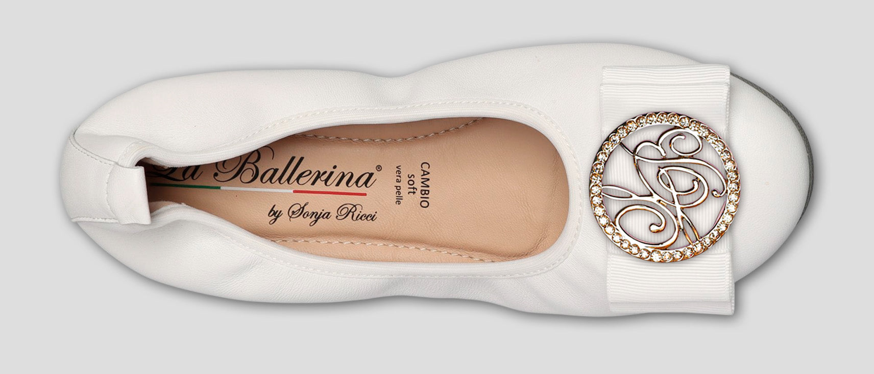 S1 💕LA BALLERINA CAMBIO WEIß – ELEGANTE LEDER-BALLERINAS VON SONJA RICCI - La Ballerina