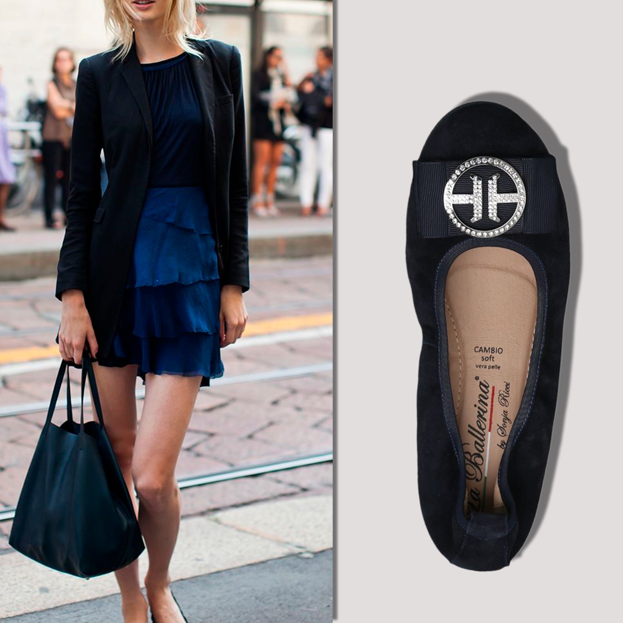 S15 💕 LA BALLERINA CAMBIO BALLERINAS VELOURSLEDER BLAU – ELEGANT & BEQUEM