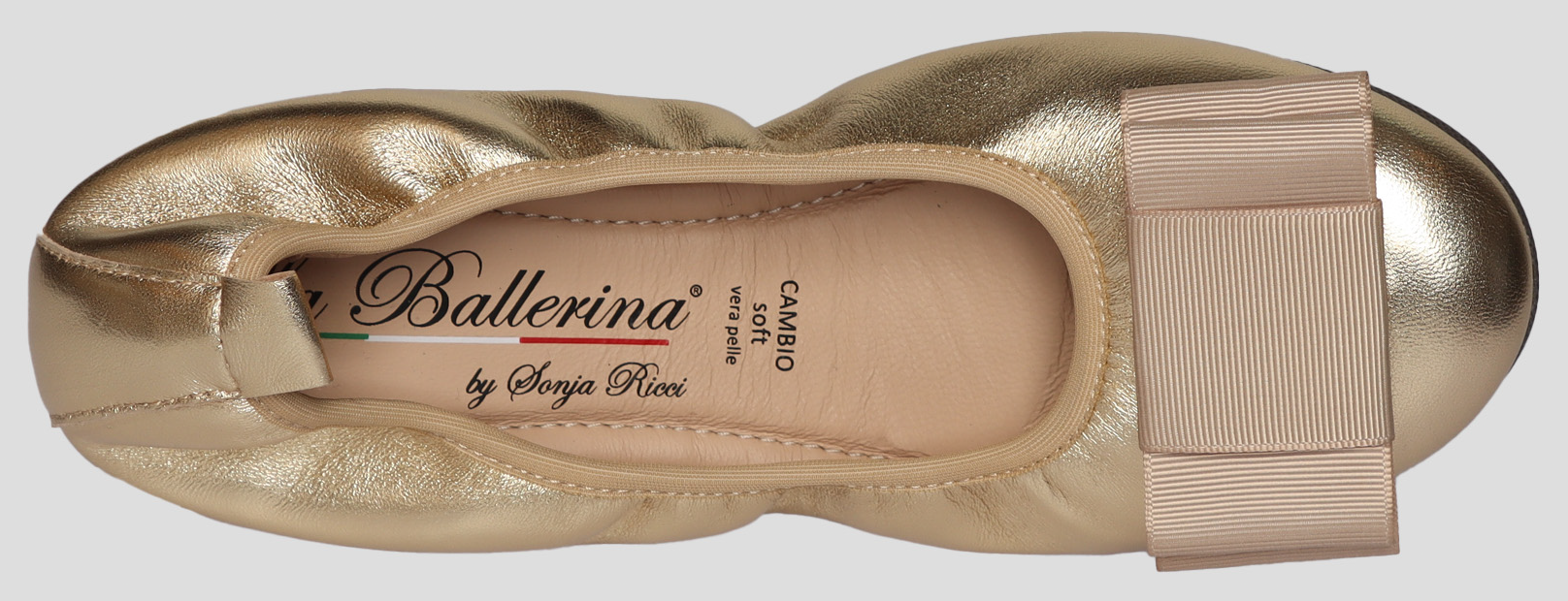 La Ballerina by Sonja Ricci – Goldfarbene Ballerinas mit fester Schnalle (F3)