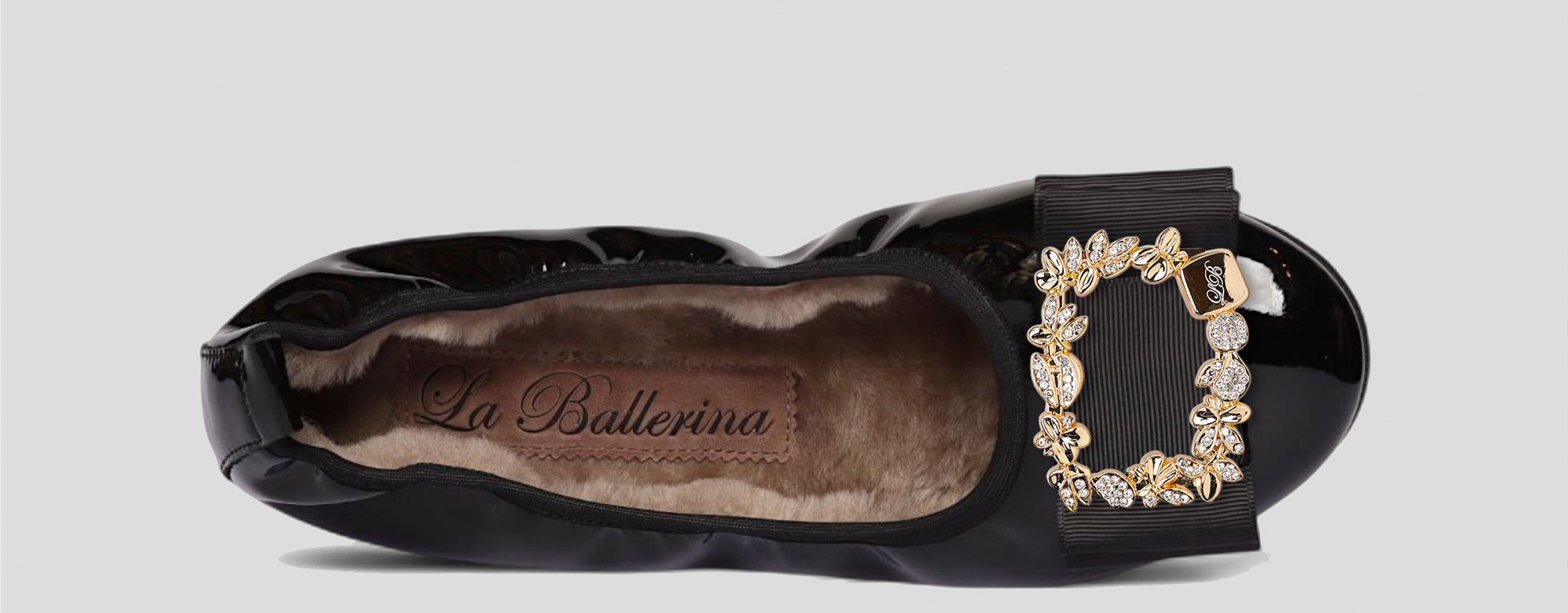 07W💕La Ballerina CAMBIO Warmgefüttert Lackleder Schwarz - La Ballerina