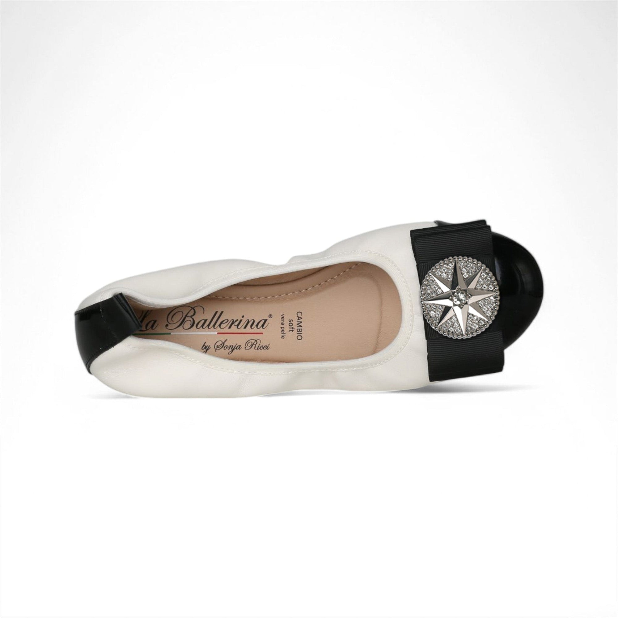 LA BALLERINA SIGNATURE S47 NAPPA LATTE - VERNICE NERO STELLA ARGENTO - La Ballerina