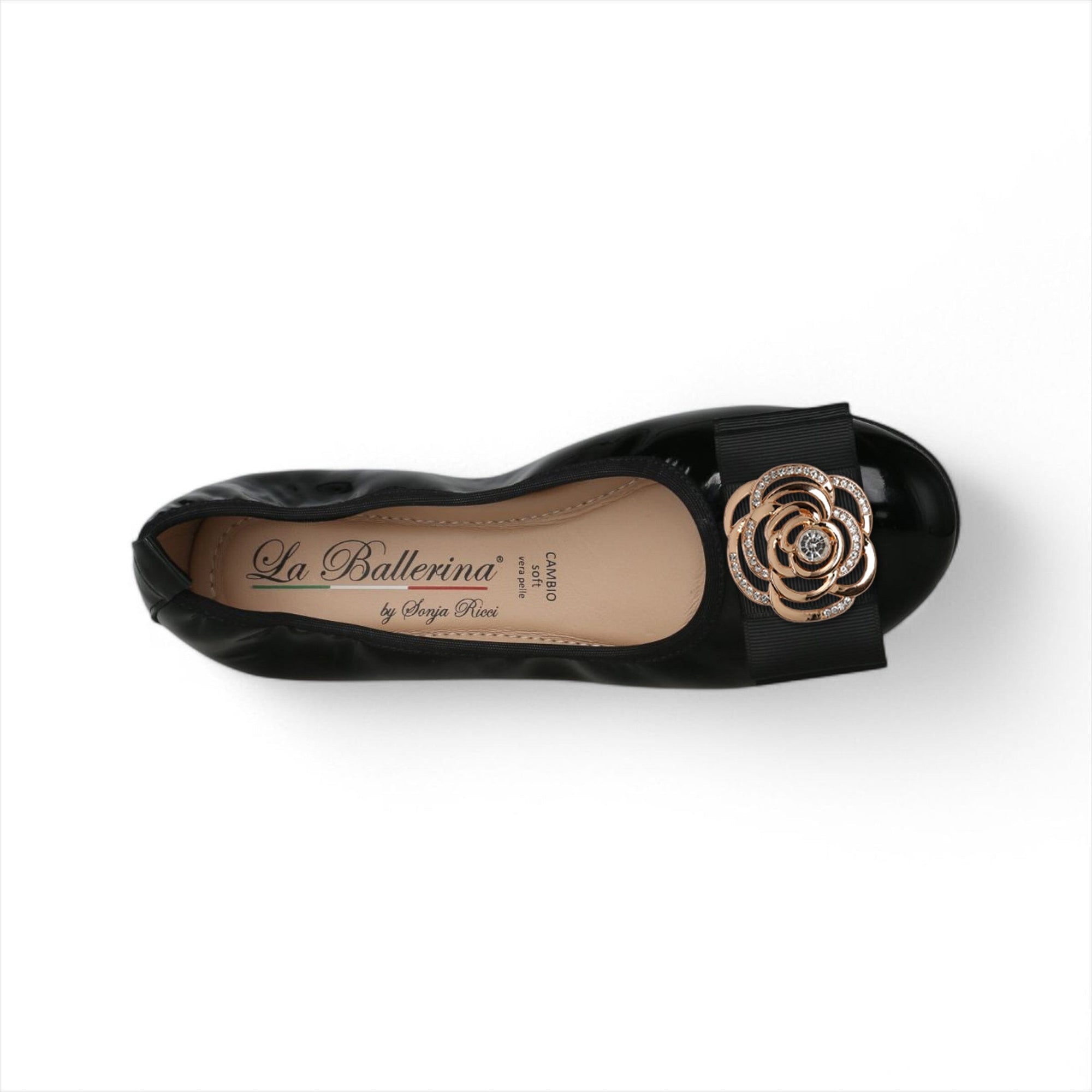 LA BALLERINA SIGNATURE S51 VERNICE NERO COCO DIAMANT ORO & LINA NERO - La Ballerina