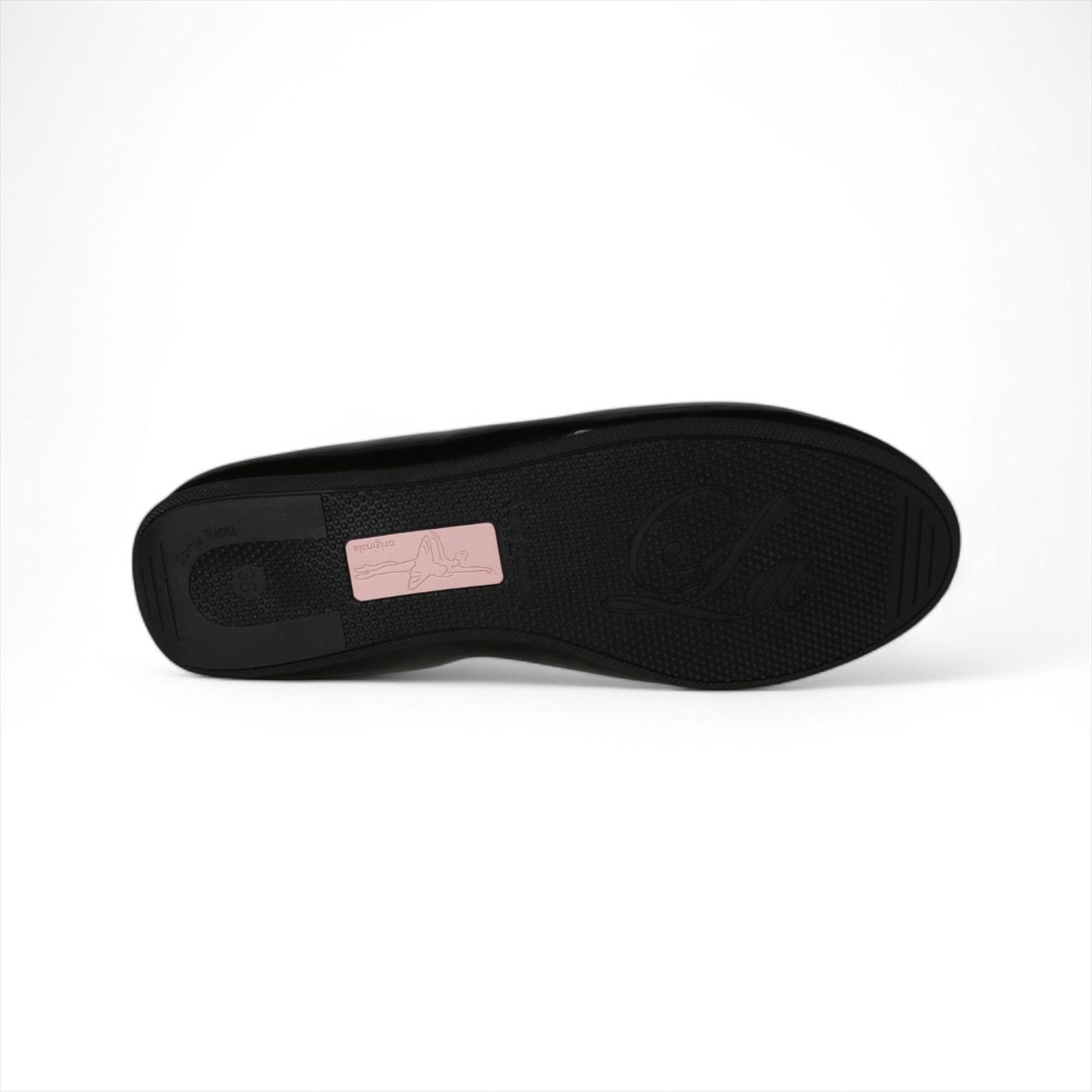 LA BALLERINA SIGNATURE S65 CAMOSCIO NERO - VERNICE NERO FIOCCO QUARTIERE ORO & LINDA ORO - La Ballerina