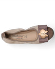 LA BALLERINA SIGNATURE S75 CAMOSCIO BEIGE - VERNICE TOP FIOCCO QUARTIERE ORO & LINDA ORO - La Ballerina
