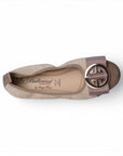 LA BALLERINA SIGNATURE S75 CAMOSCIO BEIGE - VERNICE TOP FIOCCO QUARTIERE ORO & LINDA ORO - La Ballerina