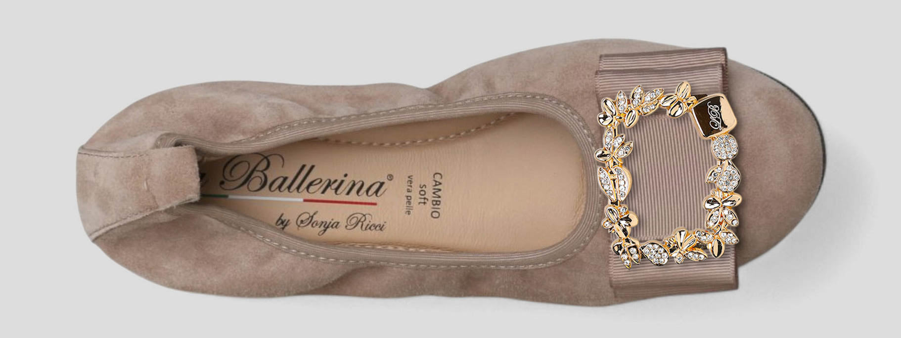 S21 💕 LA BALLERINA CAMBIO VELOURSLEDER TAUPE – ELEGANTE DAMEN BALLERINAS - La Ballerina