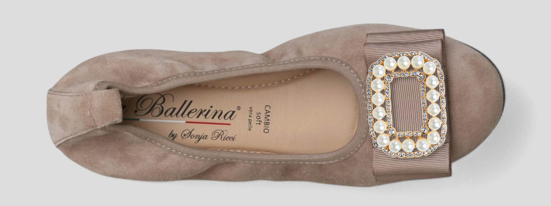 S21 💕 LA BALLERINA CAMBIO VELOURSLEDER TAUPE – ELEGANTE DAMEN BALLERINAS - La Ballerina