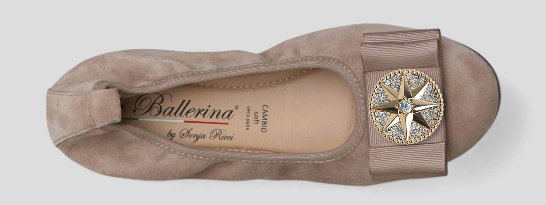 S21 💕 LA BALLERINA CAMBIO VELOURSLEDER TAUPE – ELEGANTE DAMEN BALLERINAS - La Ballerina