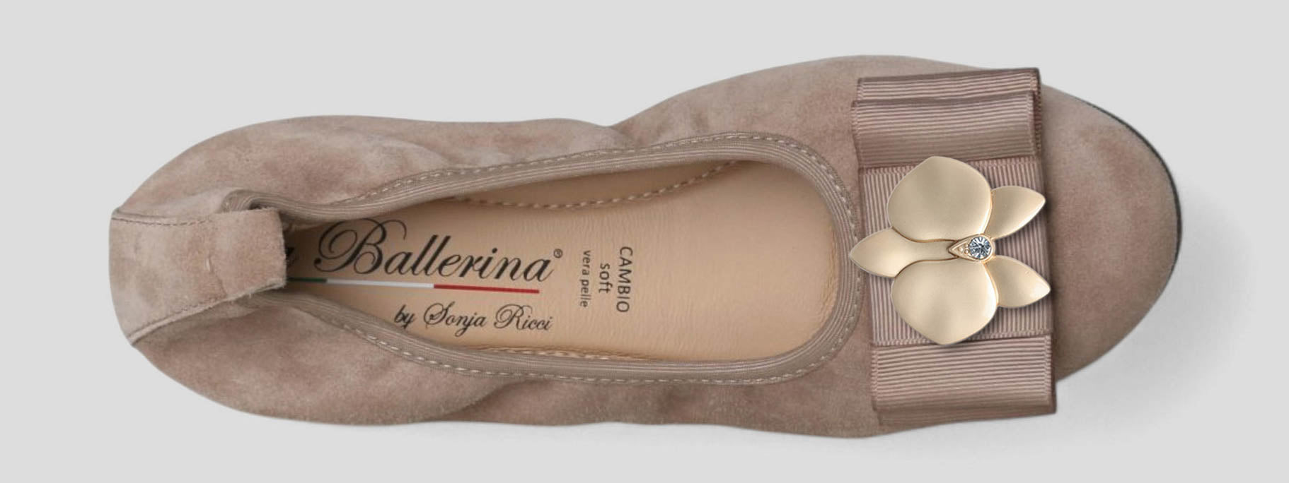 S21 💕 LA BALLERINA CAMBIO VELOURSLEDER TAUPE – ELEGANTE DAMEN BALLERINAS - La Ballerina