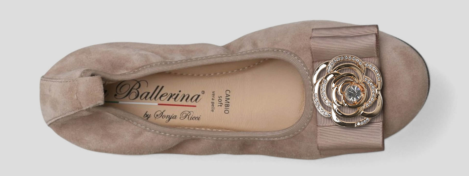 S21 💕 LA BALLERINA CAMBIO VELOURSLEDER TAUPE – ELEGANTE DAMEN BALLERINAS - La Ballerina
