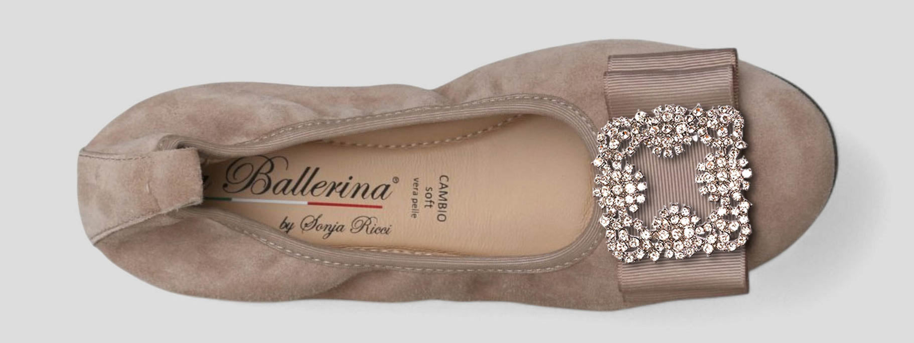 S21 💕 LA BALLERINA CAMBIO VELOURSLEDER TAUPE – ELEGANTE DAMEN BALLERINAS - La Ballerina