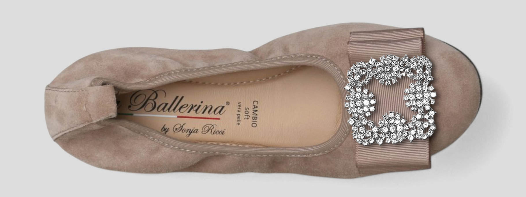 S21 💕 LA BALLERINA CAMBIO VELOURSLEDER TAUPE – ELEGANTE DAMEN BALLERINAS - La Ballerina